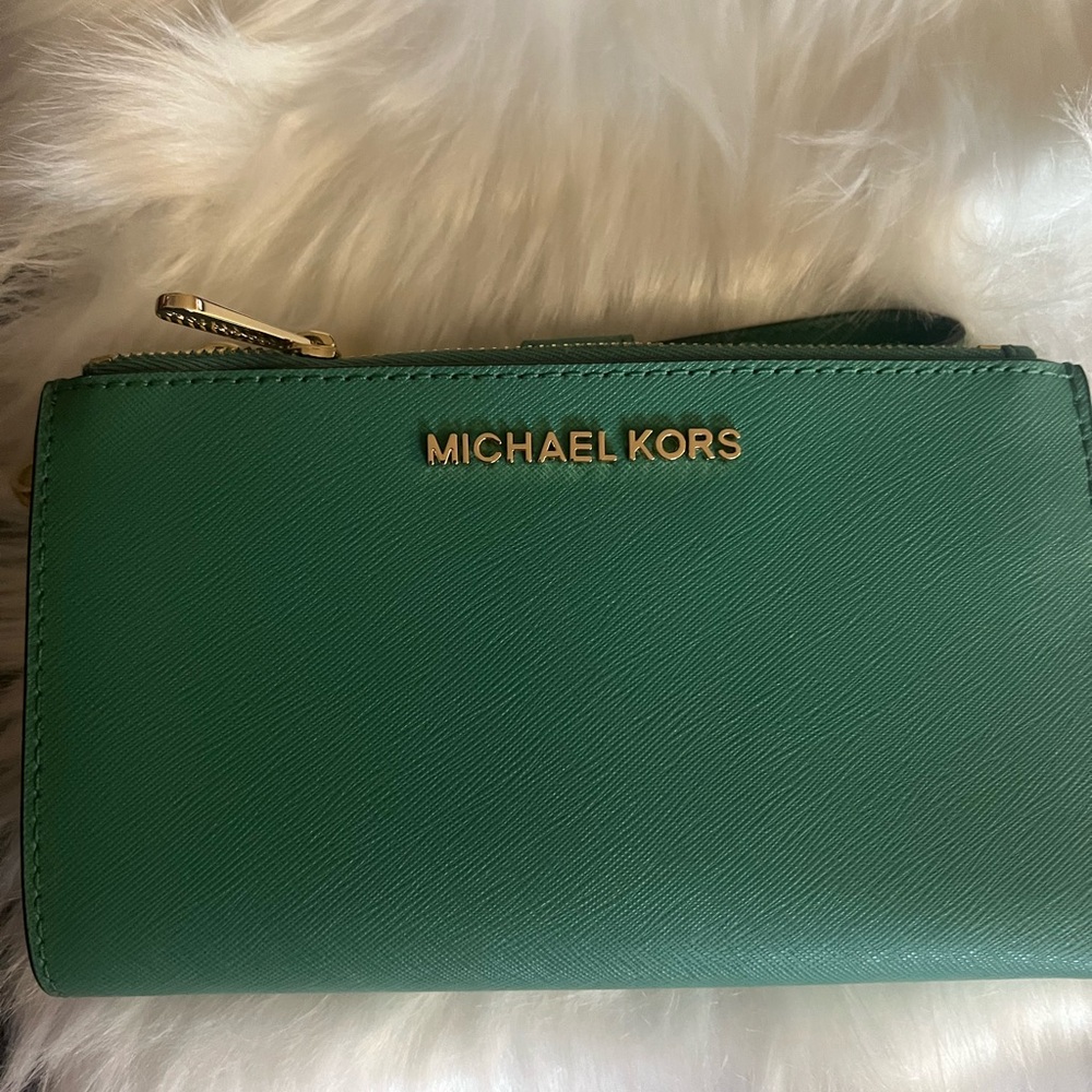 Michael Kors Green Leather Clutch